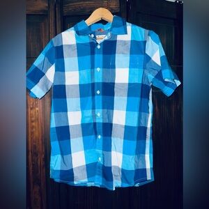 Urban pipeline, boys size, large blue plaid,‎ short sleeve button up